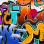 Mobile Preview: French Terry angeraut mit Graffiti Druck